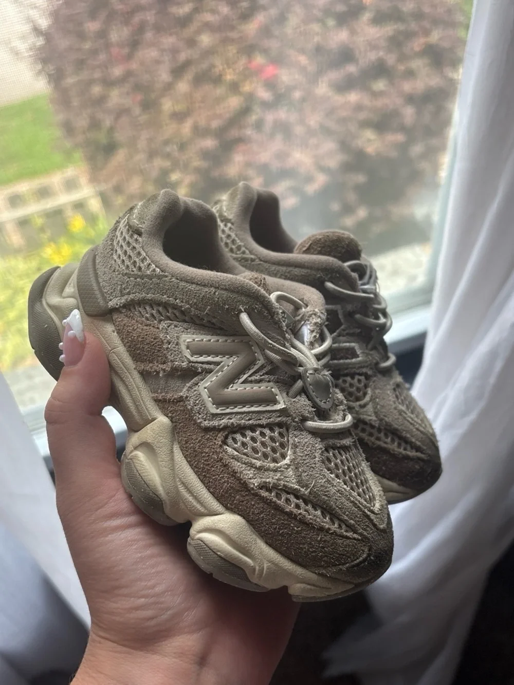 New Balance Kids Brown and Tan Mesh Suede Sneakers